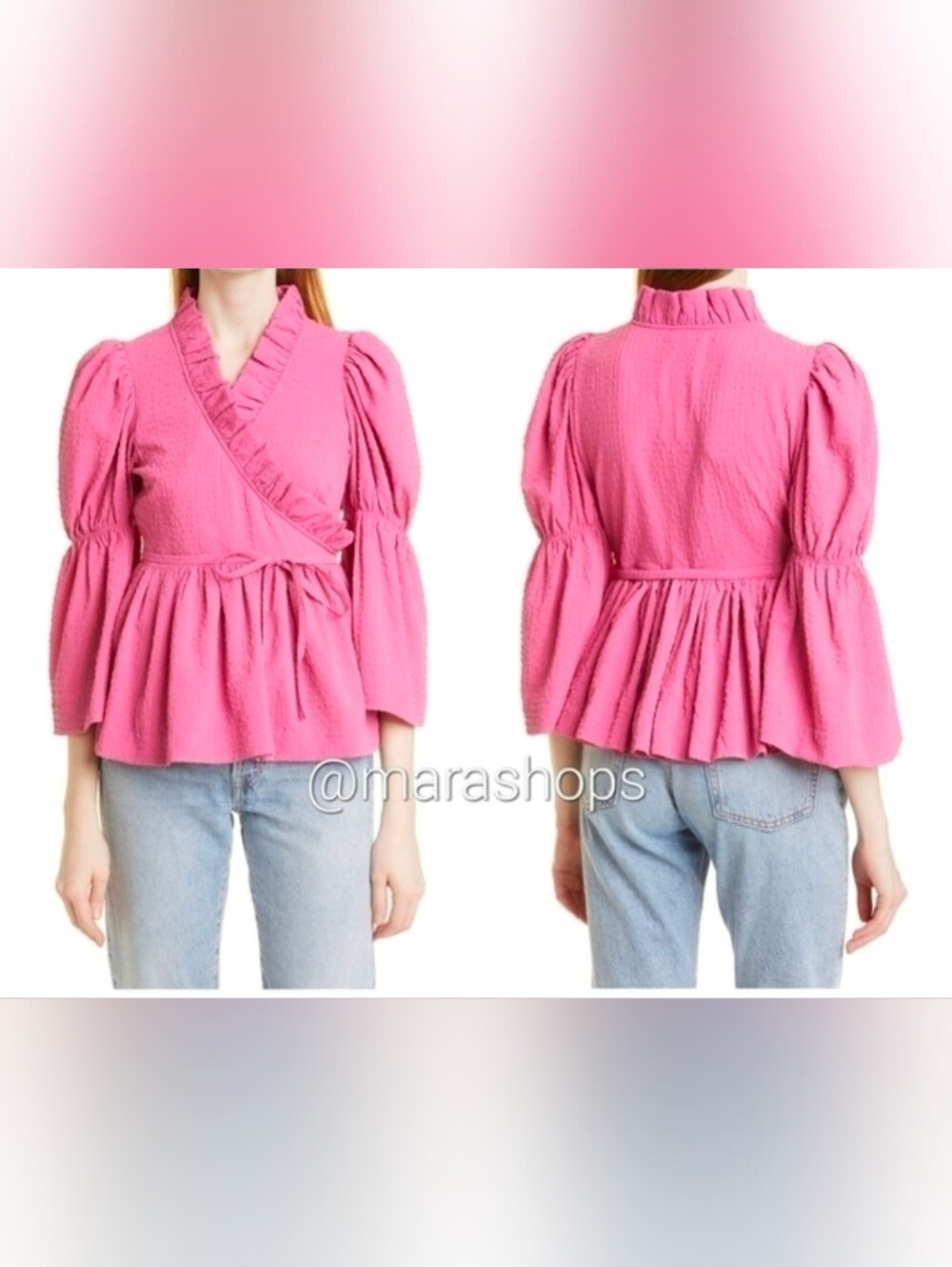ByTimo Bell Sleeve Bubble Wrap Top